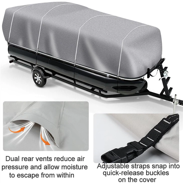 Heavy-Duty 600D Fabric Pontoon Boat Cover With Total Weather Protection factory